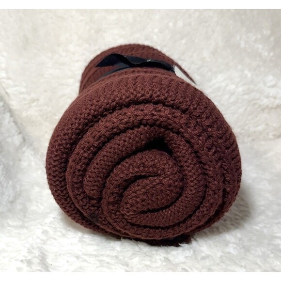 Solid Rib Stripe Knit Throw Blanket Burgundy - Hearth & Hand with Magnolia NEW - Picture 6 of 6
